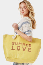 Rope Handle Summer Love Bedazzled Tote Bag - Marla Hamana Boutique